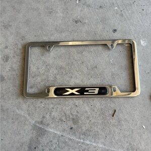 BMW Silver License Plate Frame with X3 Logo